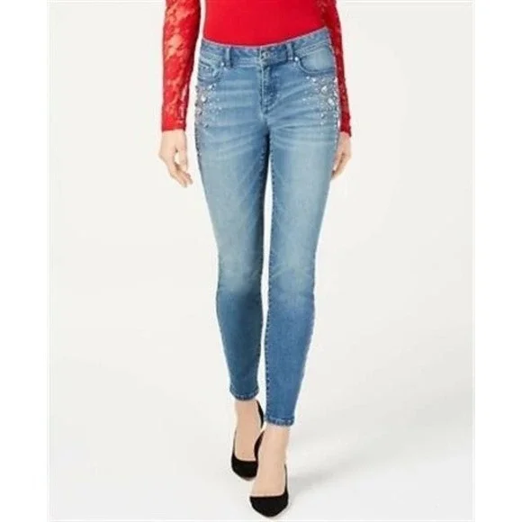 NWOT INC 10 Rhinestone Skinny Leg Regular Fit Jeans 127561 - Picture 1 of 7
